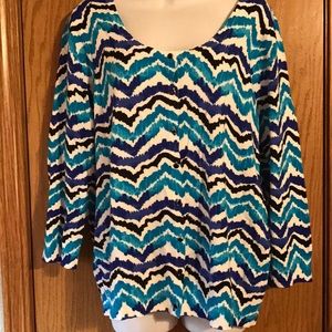 Cato size 18W blue striped cardigan